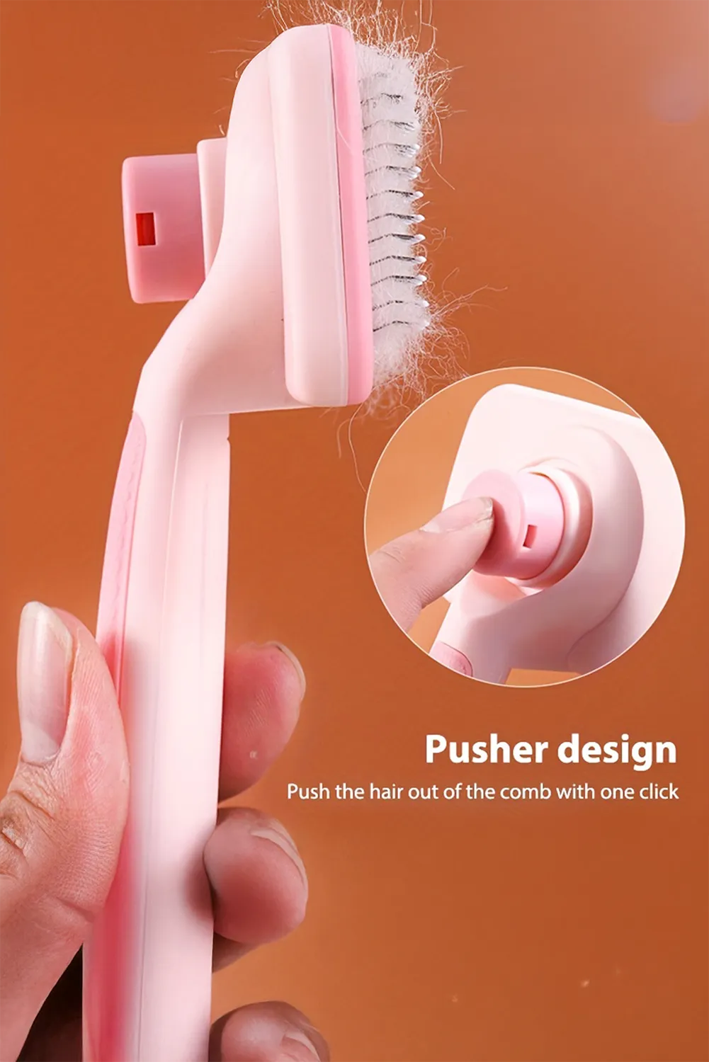 Pink Pet Hair Removal Grooming Brush