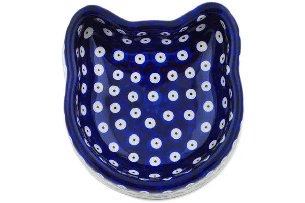 Polish Pottery 7" Pet Bowl Peacock Forget-Me-Not