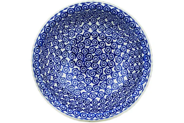 Polish Pottery 8" Pet Bowl Wave Of Flowers