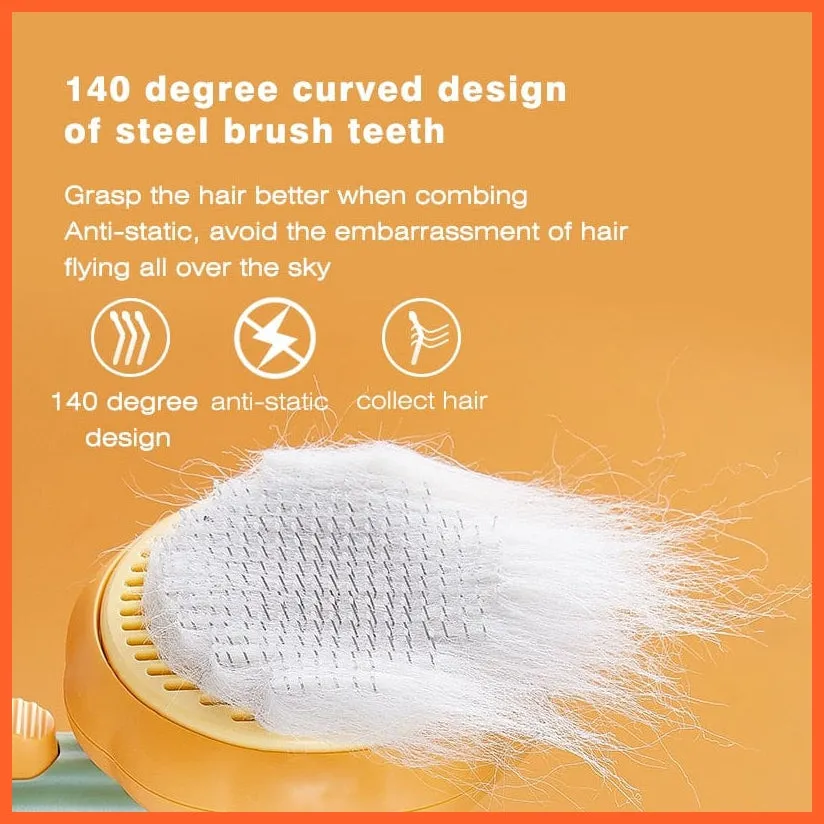 Pumpkin Self Cleaning Pet Brush For Shedding Dog Cat | Grooming Comb Removes Loose Underlayers And Tangled Hair
