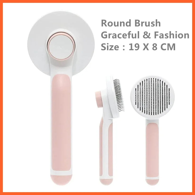 Pumpkin Self Cleaning Pet Brush For Shedding Dog Cat | Grooming Comb Removes Loose Underlayers And Tangled Hair
