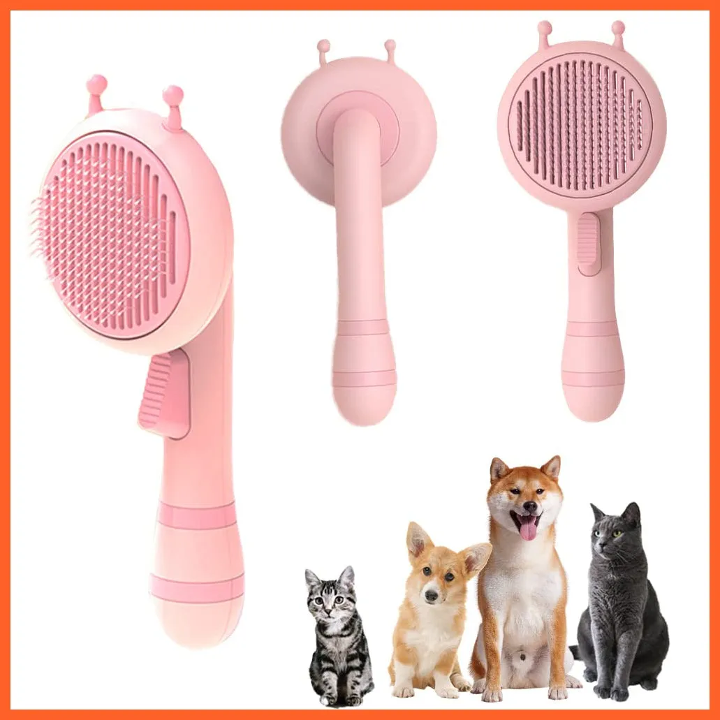 Pumpkin Self Cleaning Pet Brush For Shedding Dog Cat | Grooming Comb Removes Loose Underlayers And Tangled Hair