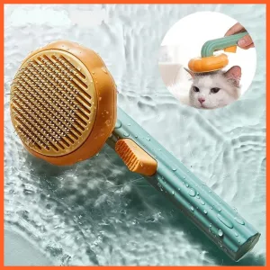 Pumpkin Self Cleaning Pet Brush For Shedding Dog Cat | Grooming Comb Removes Loose Underlayers And Tangled Hair