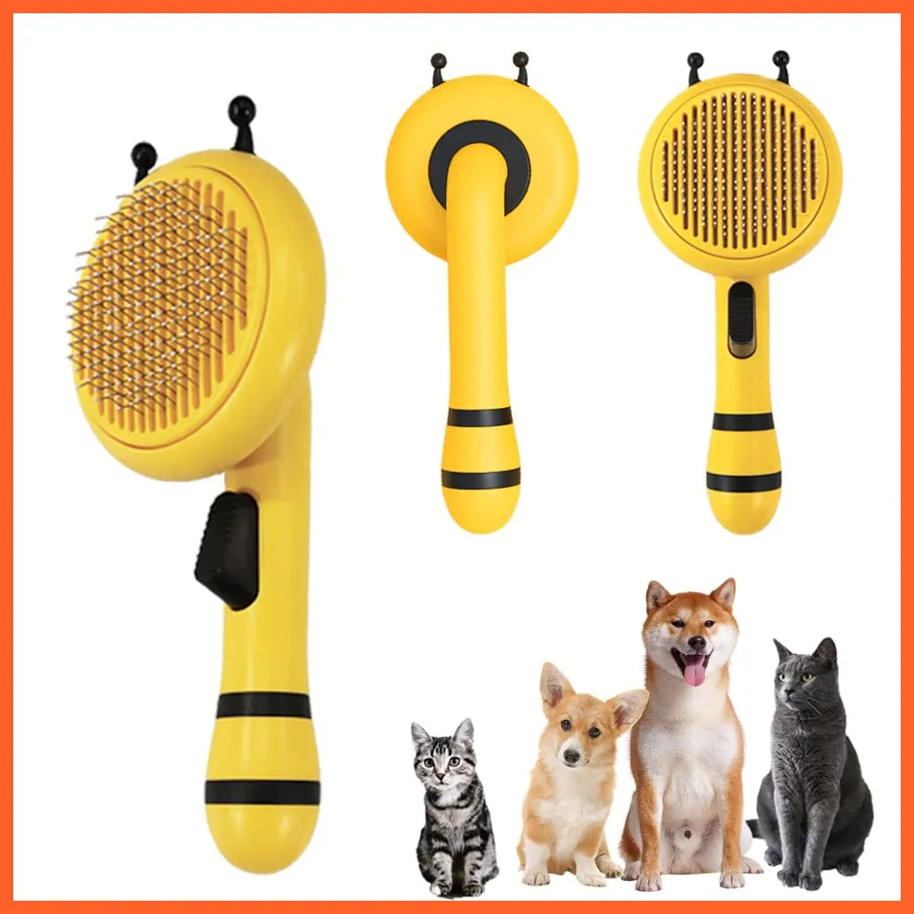 Pumpkin Self Cleaning Pet Brush For Shedding Dog Cat | Grooming Comb Removes Loose Underlayers And Tangled Hair