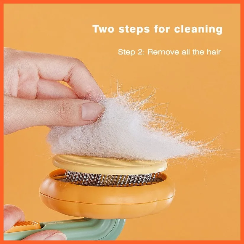 Pumpkin Self Cleaning Pet Brush For Shedding Dog Cat | Grooming Comb Removes Loose Underlayers And Tangled Hair