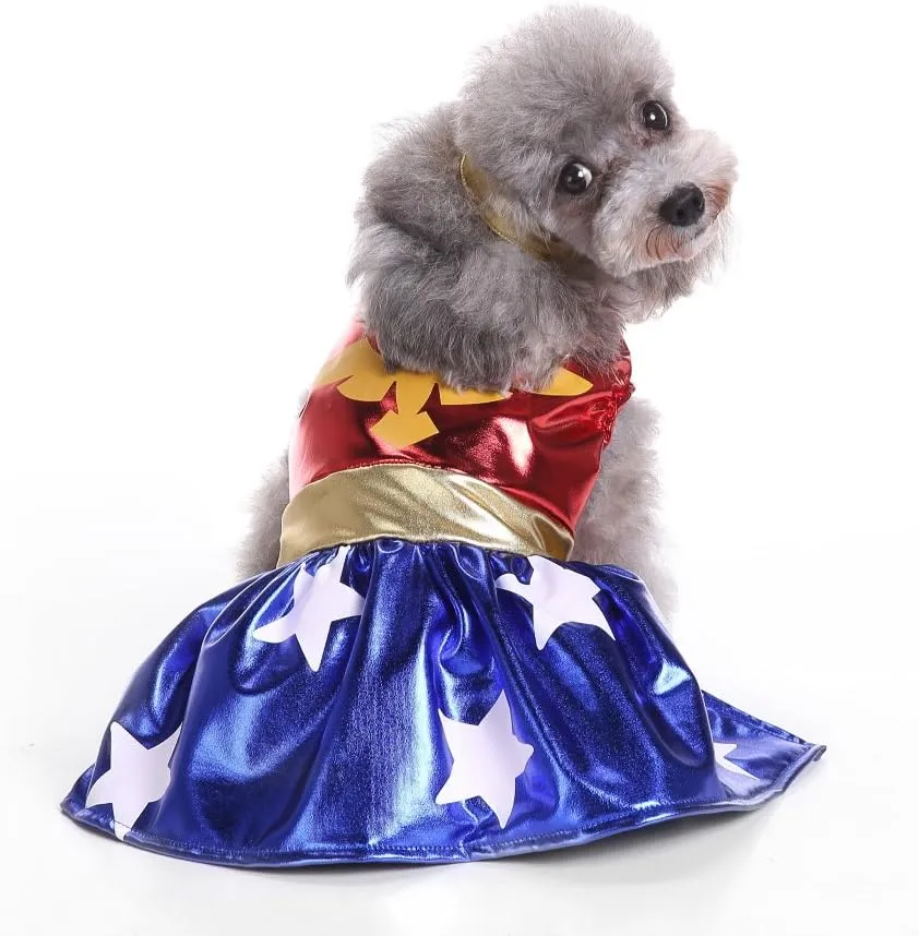 Puppy Cowboy Cheerleader Costume Halloween Christmas Funny Party Cosplay Clothes for Cat, Small Dog (X-Small, Cheerleader)