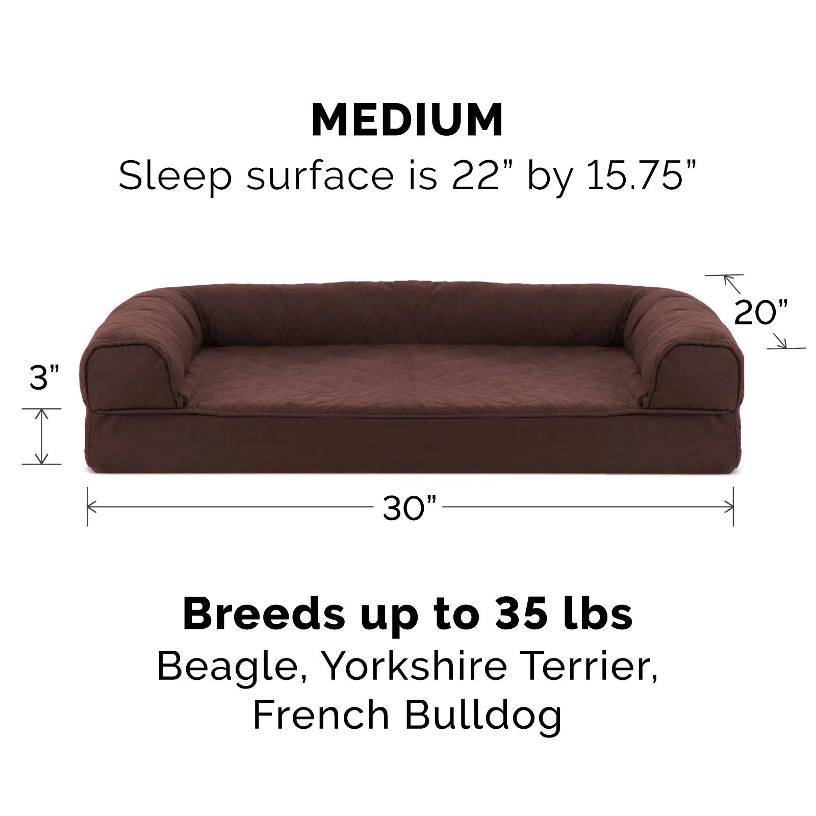 Quilted Memory Foam Sofa-Style Couch Pet Bed