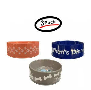 Round Plastic Pet Bowls - 9 3/4 inch - 3 color set Assorted Colors
