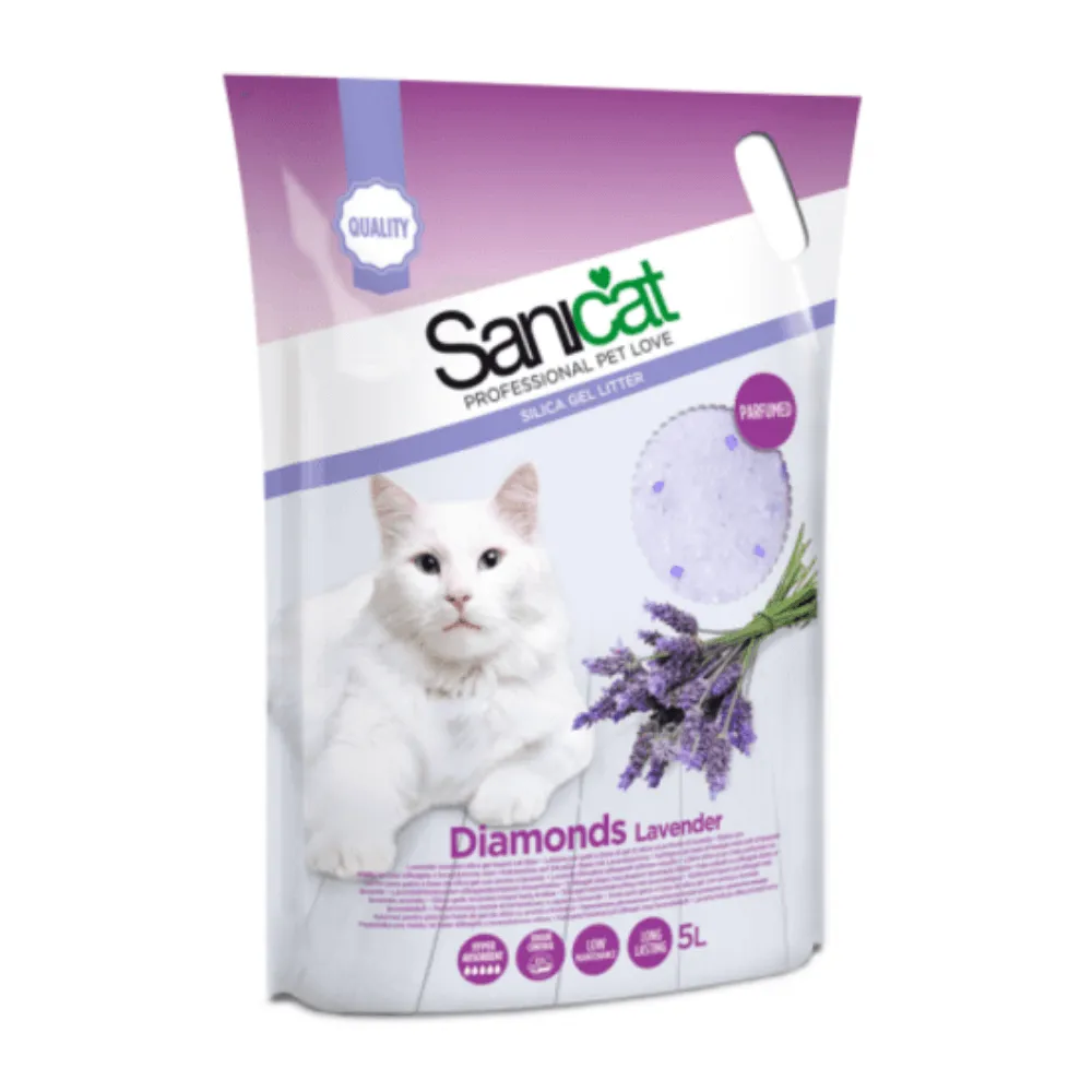 Sanicat Diamonds Lavender Scented Non Clumping Cat Litter - 15L