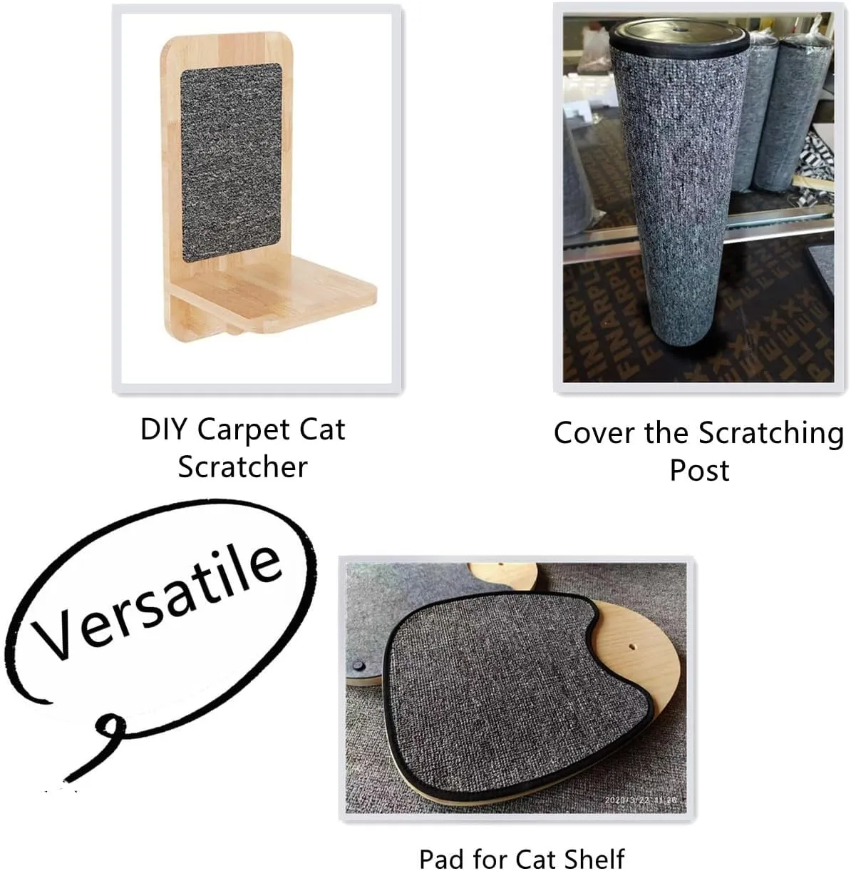 SHENGOCASE 78.7"x15.8" Trimmable Self-Adhesive Carpet Mat Pad Replacement for Cat Tree Shelves, Cat Wall Furniture Steps, Carpet Scratching Post Scratcher Couch Protector