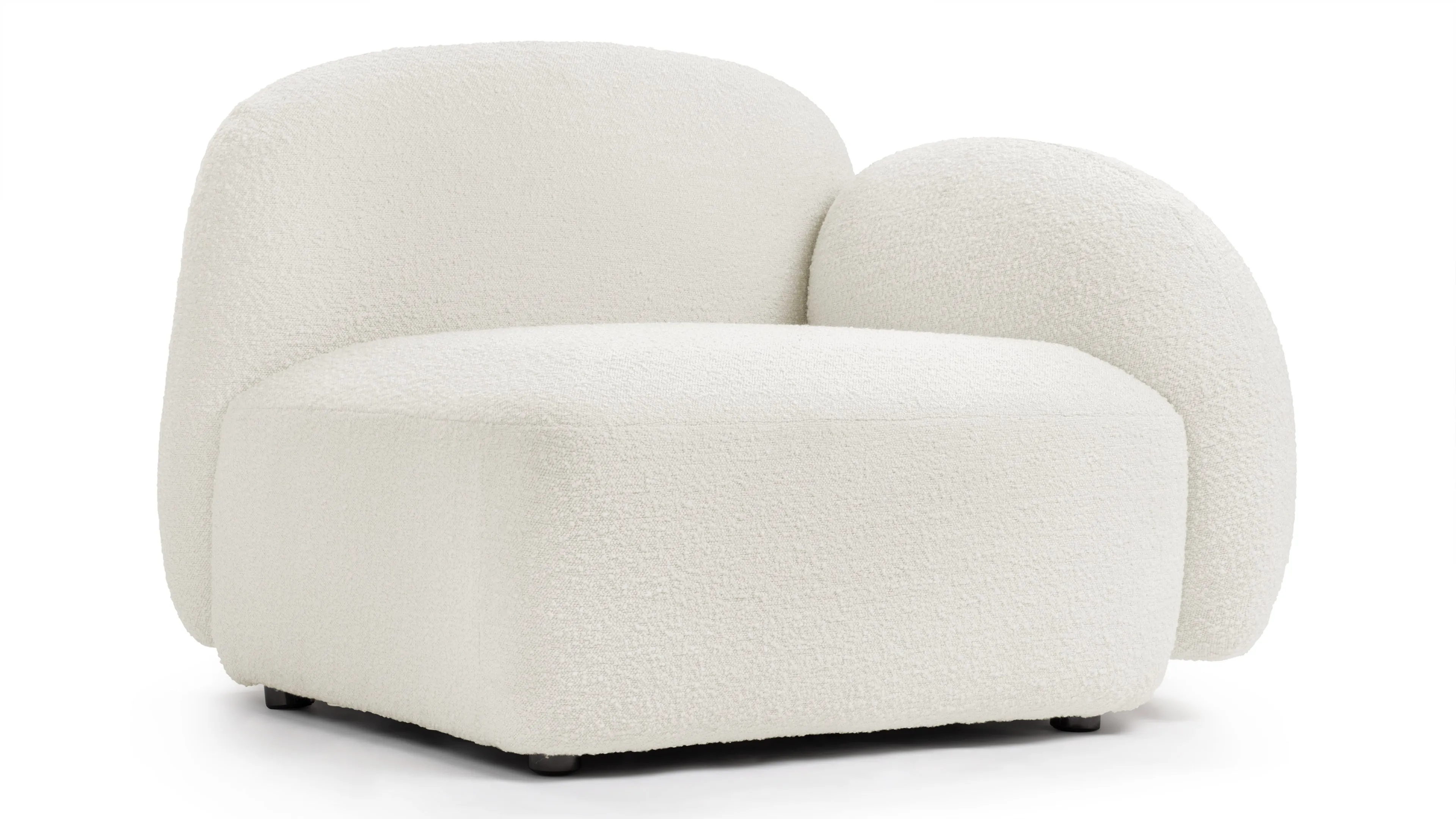 Sundae Lounges - Sundae Lounges Sofa Module, Armrest, Right, White Boucle