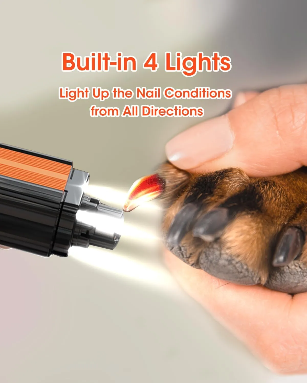 Super Powerful Dog Nail Trimmers, Dog Nail Clipper and Dog Nail Grinder Combo, Ultra Quiet, 3 Speeds, 4 Bright Lights, with Travel Lock, for Small, Meddium and Large Dogs, Cats, Small Animals