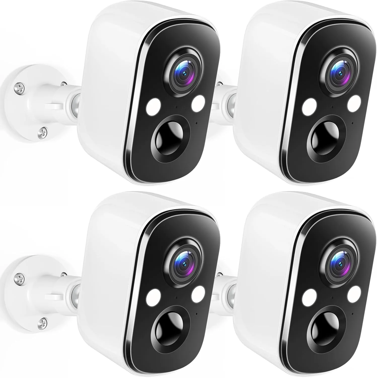 Techage Security Cameras Wireless Outdoor, 2K Battery Powered WiFi Cameras for Home Security with AI Motion Detection, Color Night Vision, 2-Way Talk, IP66 Waterproof, Cloud/SD Storage 4 Pack