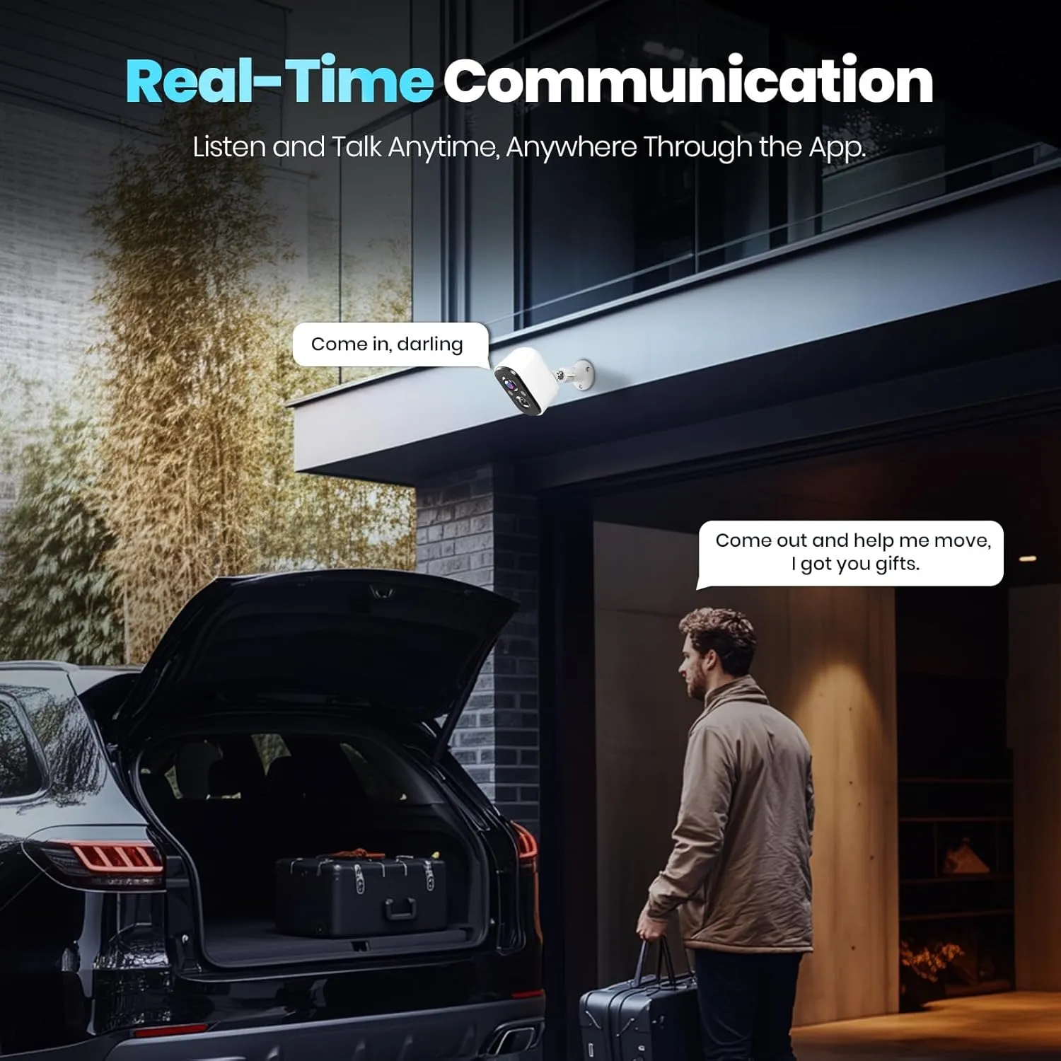 Techage Security Cameras Wireless Outdoor, 2K Battery Powered WiFi Cameras for Home Security with AI Motion Detection, Color Night Vision, 2-Way Talk, IP66 Waterproof, Cloud/SD Storage 4 Pack