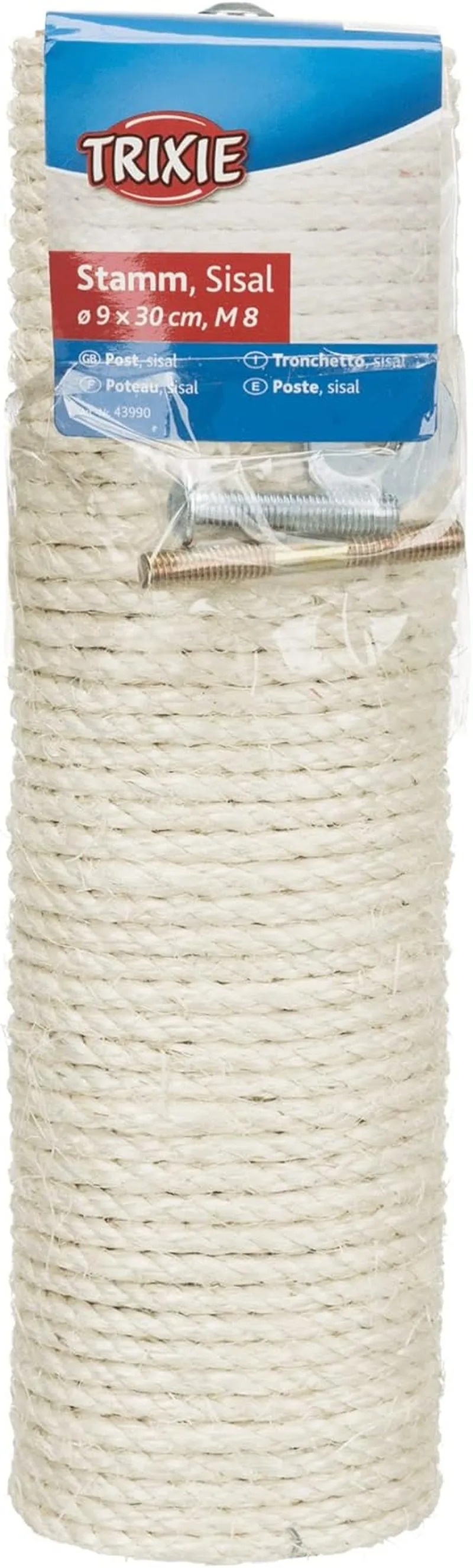 TRIXIE Replacement Sisal Post for Scratching Posts, Cat Trees and Cat Towers, 3.5 in X 11.8 in (9 X 30 Cm)