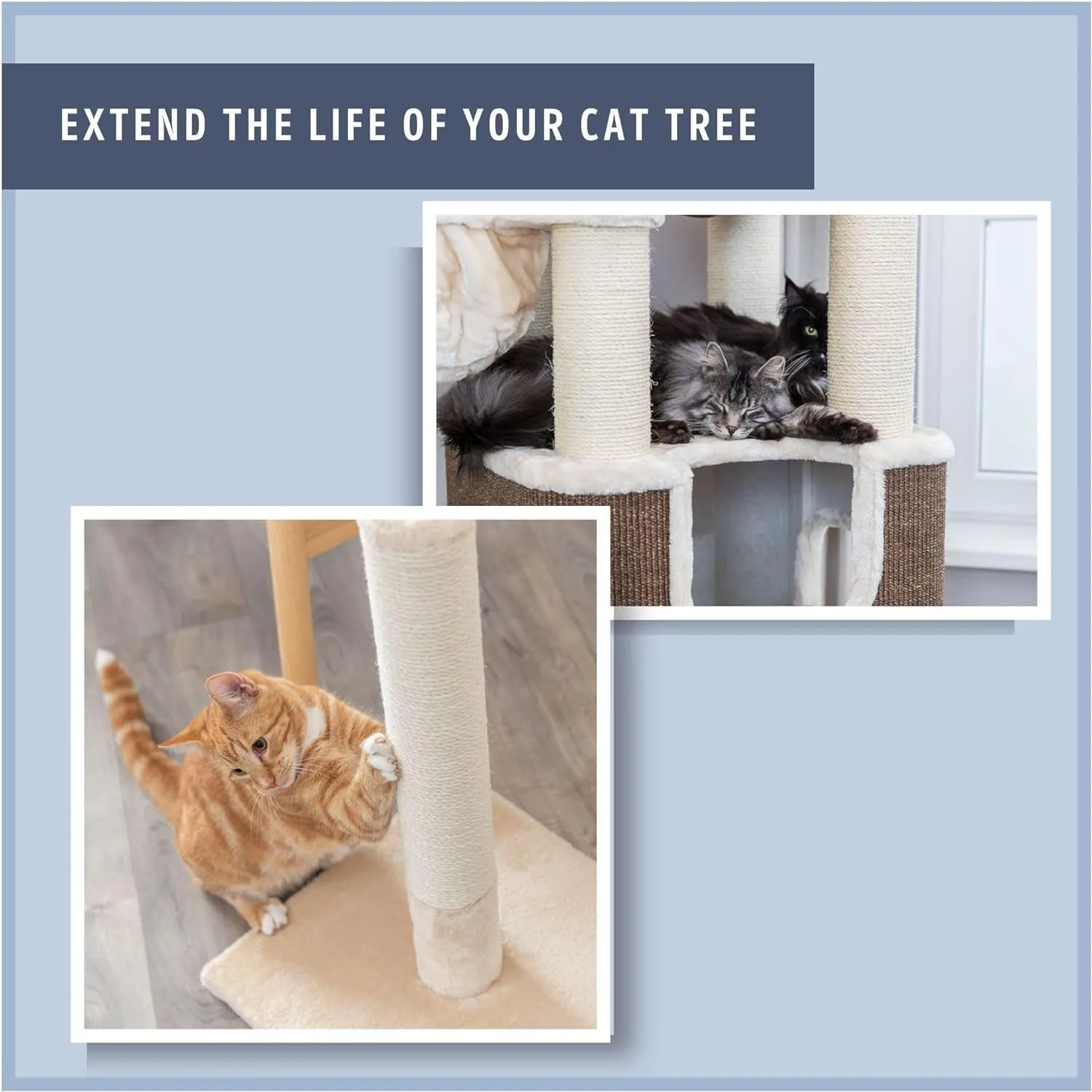 TRIXIE Replacement Sisal Post for Scratching Posts, Cat Trees and Cat Towers, 3.5 in X 11.8 in (9 X 30 Cm)
