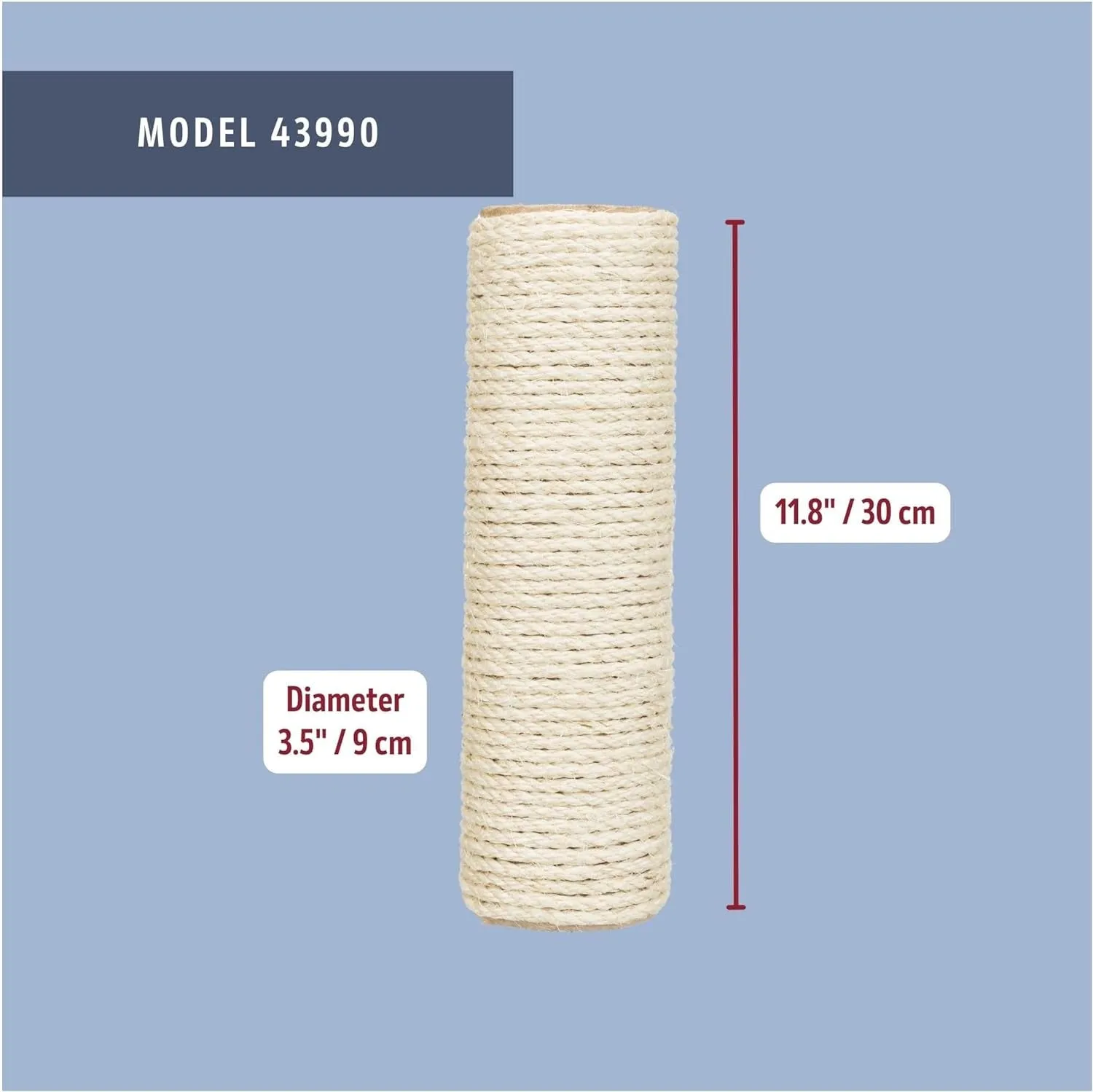 TRIXIE Replacement Sisal Post for Scratching Posts, Cat Trees and Cat Towers, 3.5 in X 11.8 in (9 X 30 Cm)