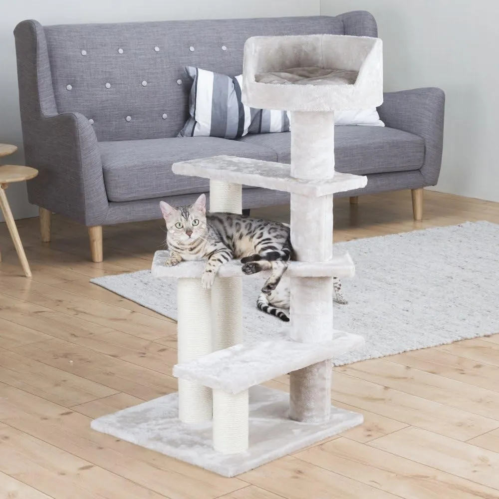 TRIXIE Tulia Senior Cat Tree with Scratching Posts, Four Platforms, Padded Top Platform, Cream Medium