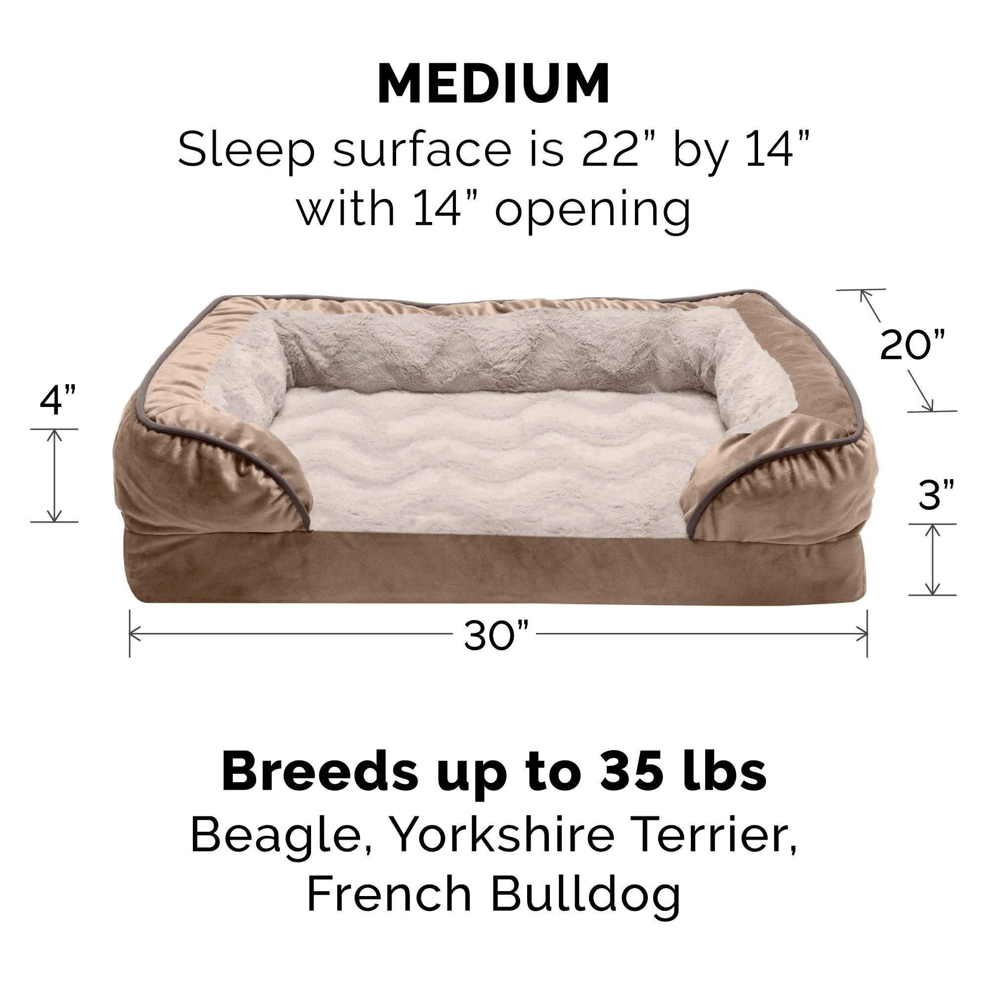 Velvet Waves Sofa-Style Couch Pet Bed