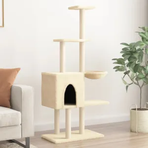 vidaXL Cat Tree with Sisal Scratching Posts Cream 145 cm