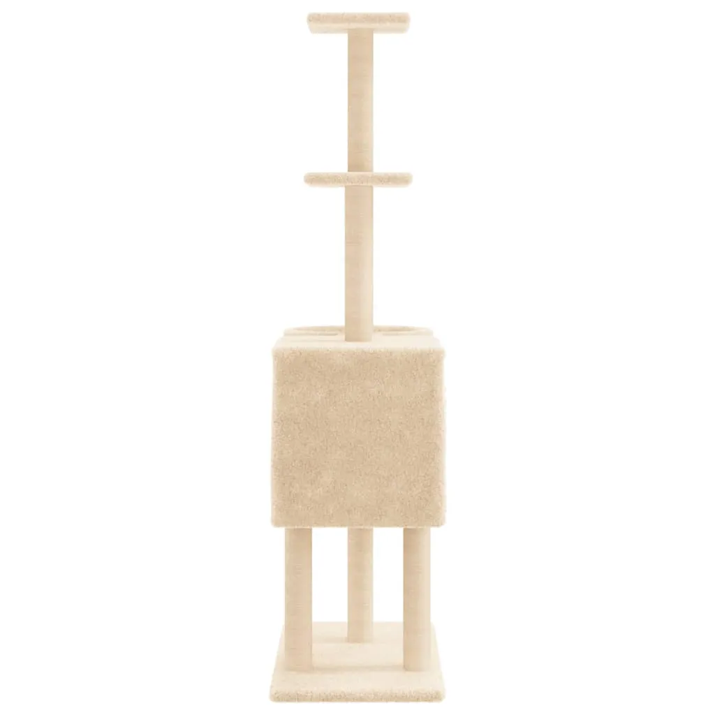 vidaXL Cat Tree with Sisal Scratching Posts Cream 145 cm