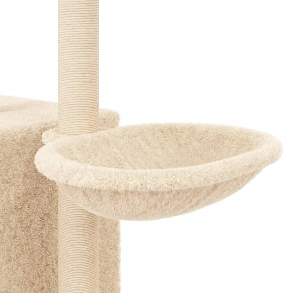 vidaXL Cat Tree with Sisal Scratching Posts Cream 145 cm