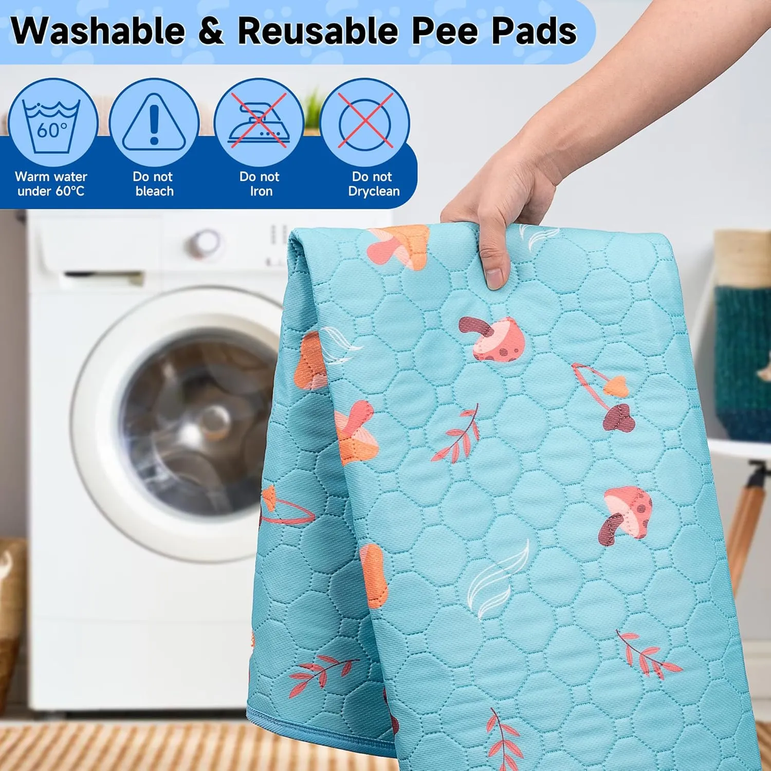 Washable Pee Pads for Dogs 36"x36", 2Pack Thick Heavy Absorbency Reusable Puppy Training Pads -100% Waterproof, Prevent Leakage Non-Slip, Pet Training Pads for Dog Playpen, Crate, Whelping Box