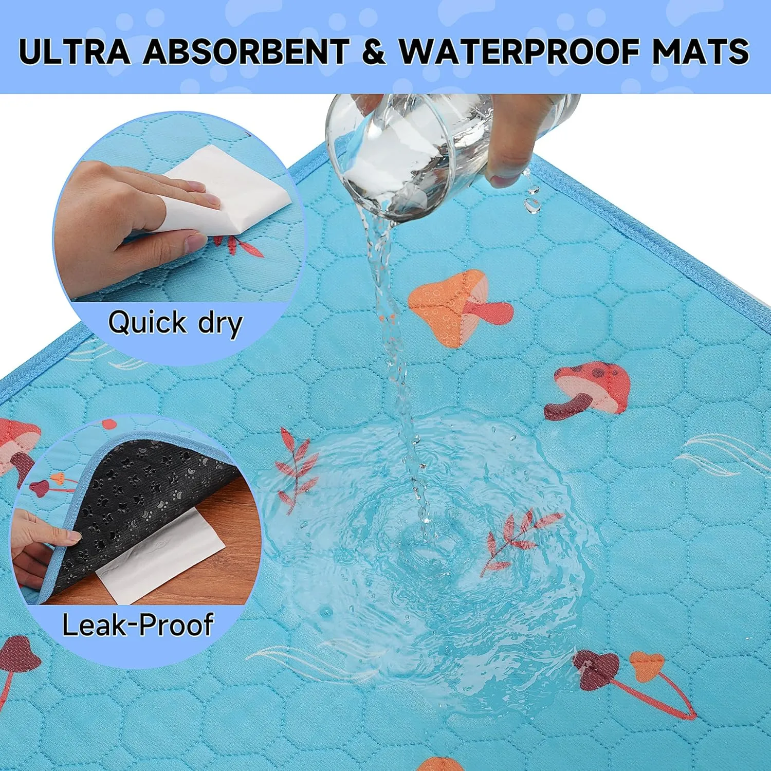 Washable Pee Pads for Dogs 36"x36", 2Pack Thick Heavy Absorbency Reusable Puppy Training Pads -100% Waterproof, Prevent Leakage Non-Slip, Pet Training Pads for Dog Playpen, Crate, Whelping Box