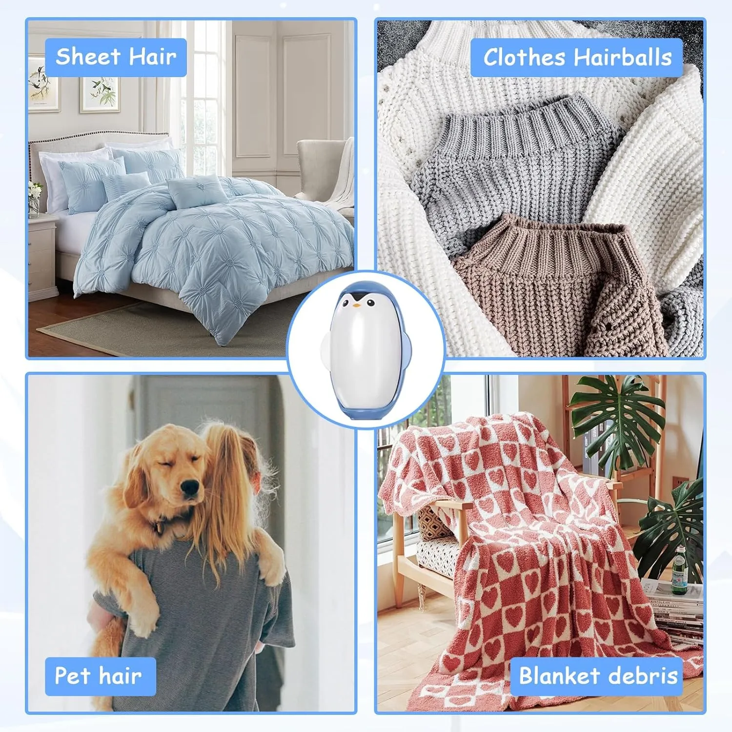 Washable Sticky Roller, Reusable Lint Rollers for Pet Hair, lint Remover for Clothes, Portable Home Travel Lint Roller, Super Sticky Lint Roller Ball for Plush Hair,Clothes Ball Remover (Blue)