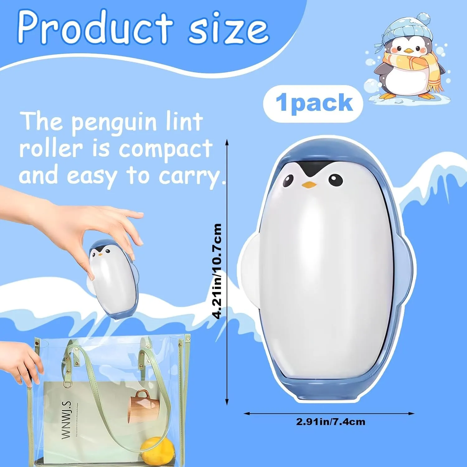 Washable Sticky Roller, Reusable Lint Rollers for Pet Hair, lint Remover for Clothes, Portable Home Travel Lint Roller, Super Sticky Lint Roller Ball for Plush Hair,Clothes Ball Remover (Blue)