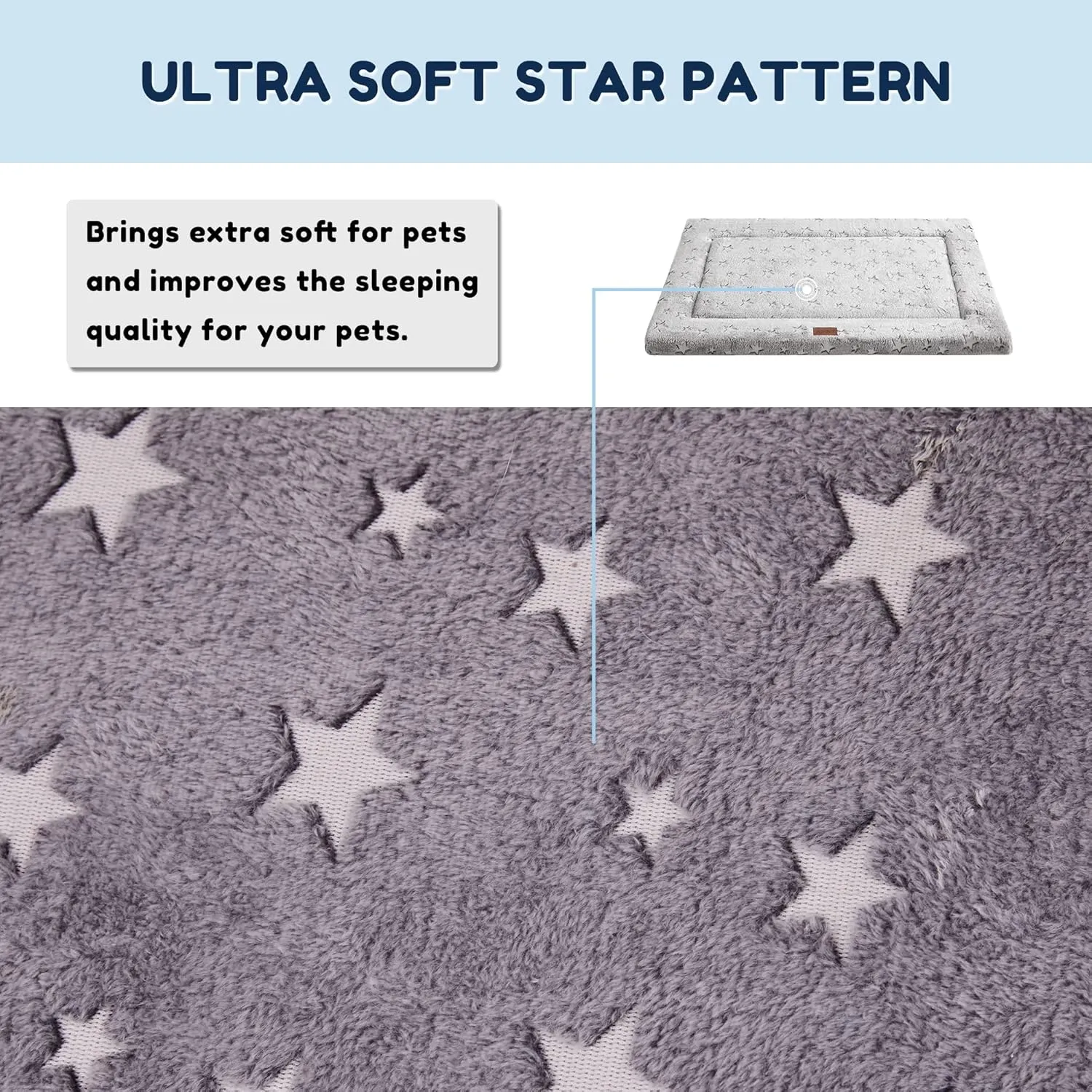 WESTERN HOME Dog Bed for Crate, High Resilience Foam Dog Crate Mat Kennel Pad with Soft Wavy Plush Comfortable Anti-Slip Washable Bed for Large Medium Small Dogs & Cats